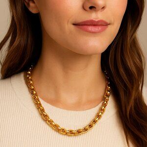 Chunky Gold Box Link Chain Necklace •  Statement Chain